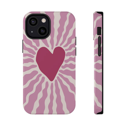 Retro Radiant Heart Phone Case – MagSafe Compatible for iPhone & Samsung Galaxy