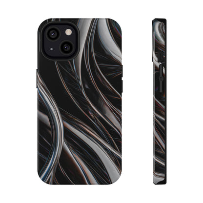 Black Metallic Streaks Phone Case – MagSafe Compatible for iPhone & Samsung Galaxy