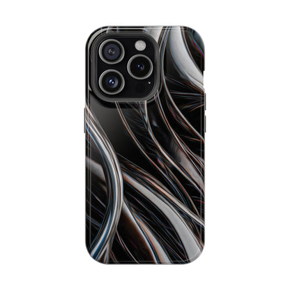Black Metallic Streaks Phone Case – MagSafe Compatible for iPhone & Samsung Galaxy