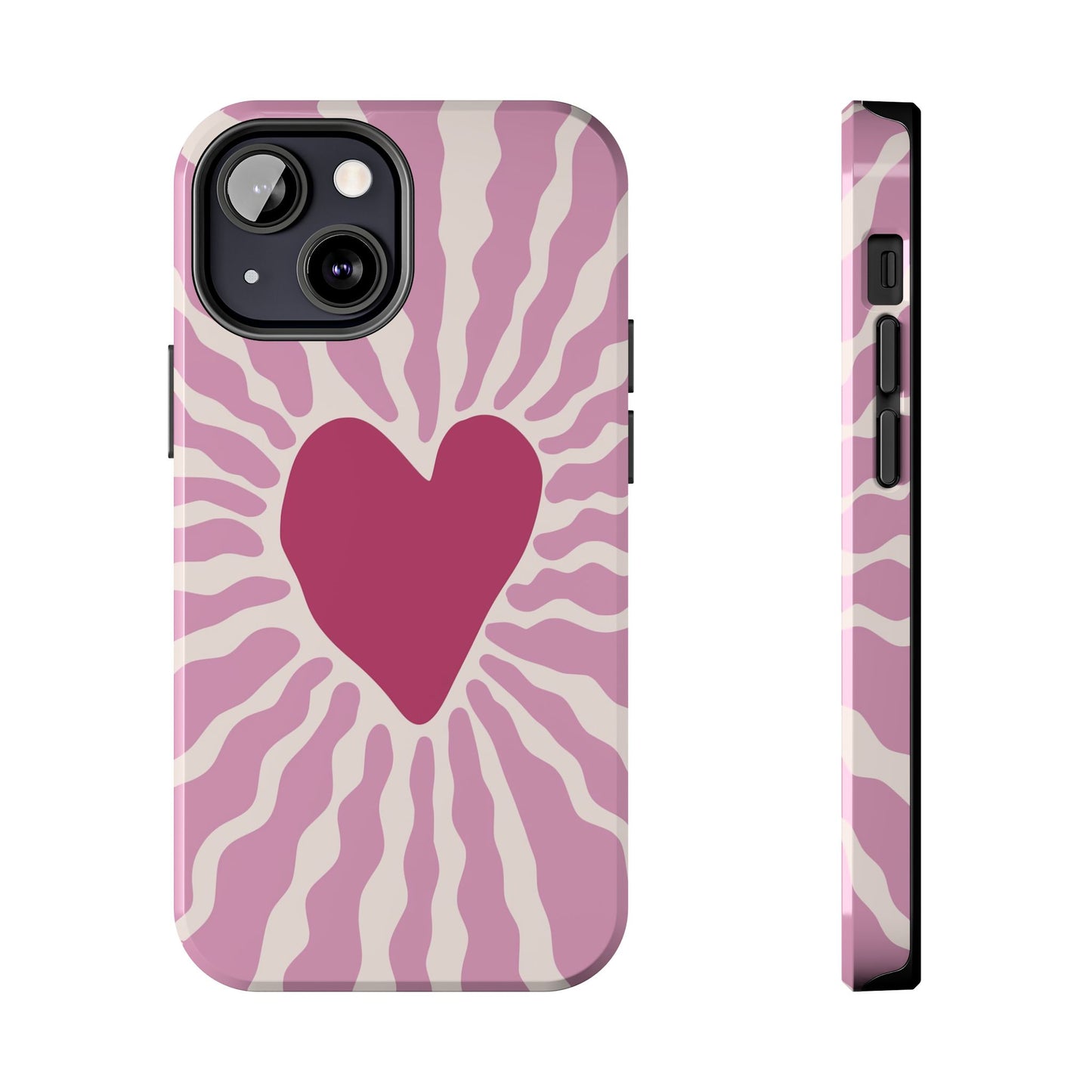 Cute Pink Heart Graphic Phone Case - iPhone 11-15 All Sizes