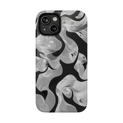 Abstract Monochrome Swirl Phone Case – MagSafe Compatible for iPhone & Samsung Galaxy