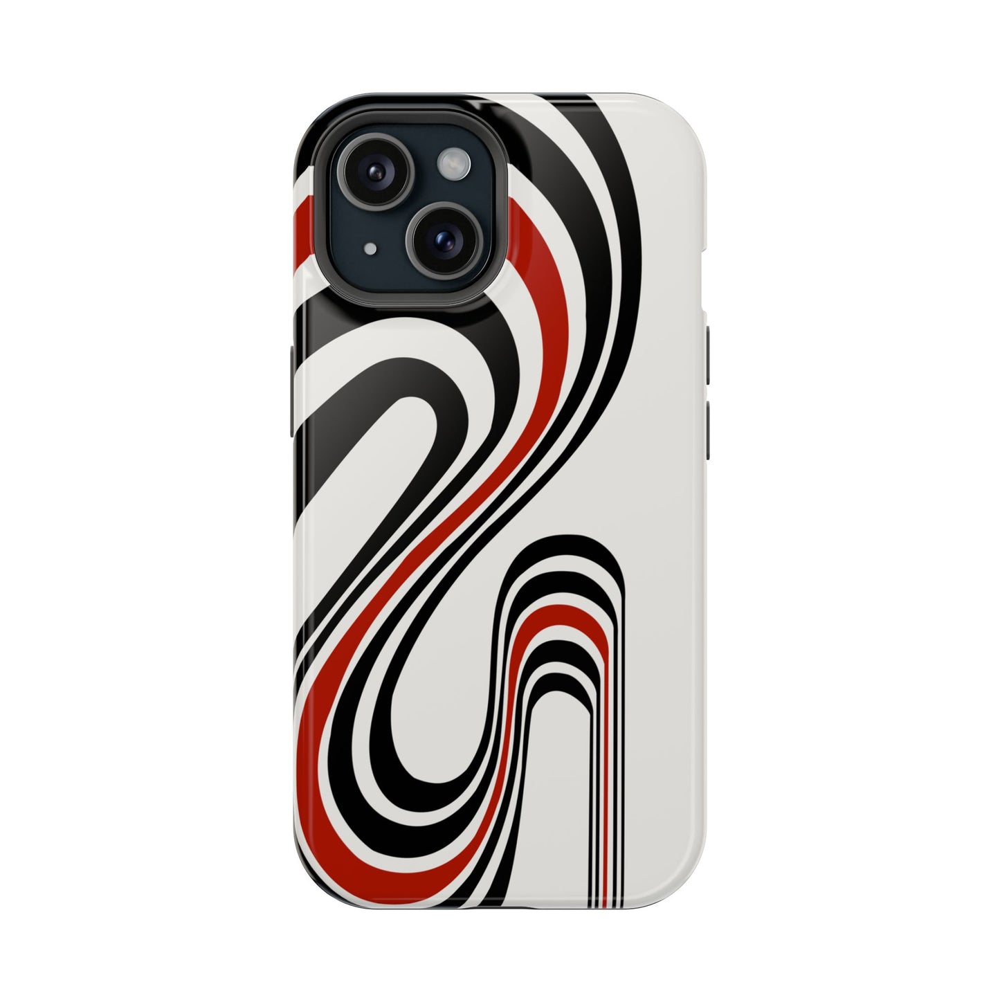 Retro Black & Red Wave Phone Case – MagSafe Compatible for iPhone & Samsung Galaxy