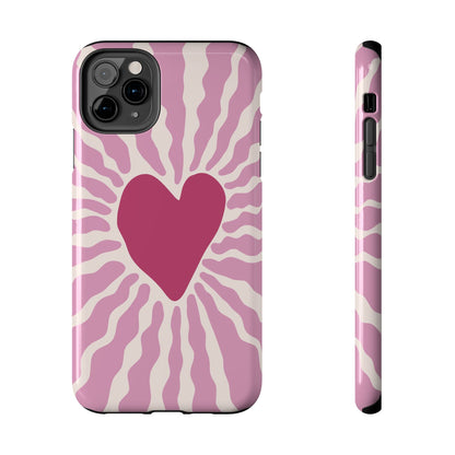 Cute Pink Heart Graphic Phone Case - iPhone 11-15 All Sizes