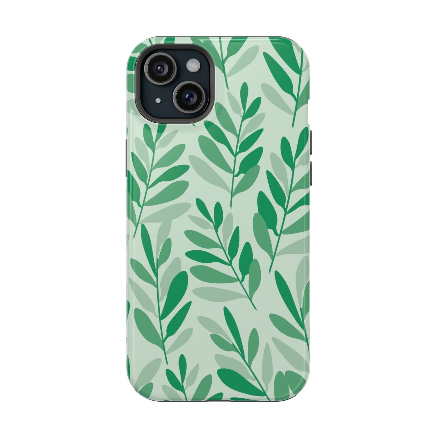 Green Leaf Pattern Phone Case – MagSafe Compatible for iPhone & Samsung Galaxy