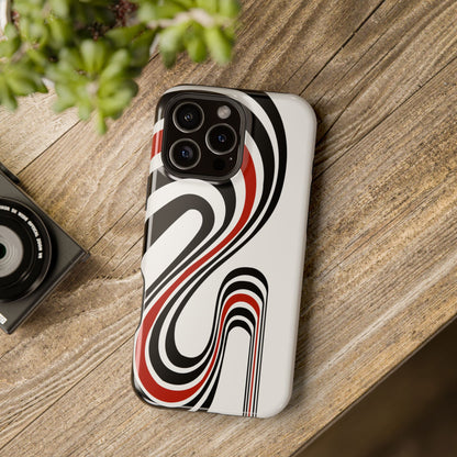 Retro Black & Red Wave Phone Case – MagSafe Compatible for iPhone & Samsung Galaxy