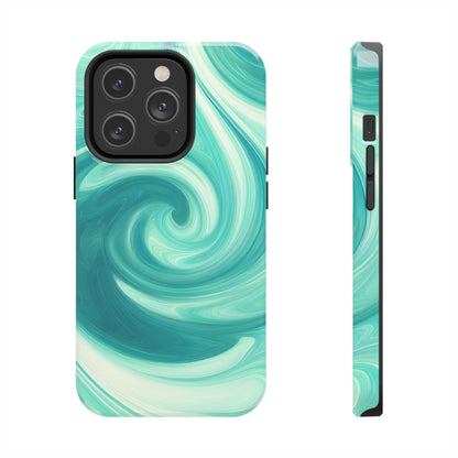 Turquoise Abstract Swirls Tough iPhone Case - iPhone 15-11 All Sizes