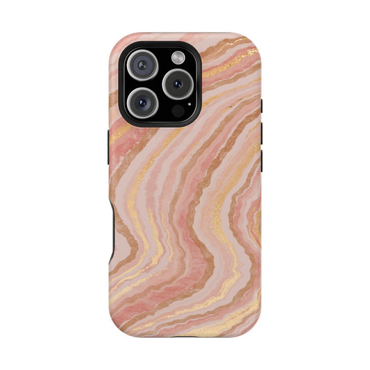 Rose Gold Marble Wave Phone Case – MagSafe Compatible for iPhone & Samsung Galaxy
