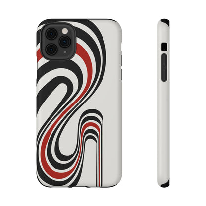 Retro Black & Red Wave Phone Case – MagSafe Compatible for iPhone & Samsung Galaxy