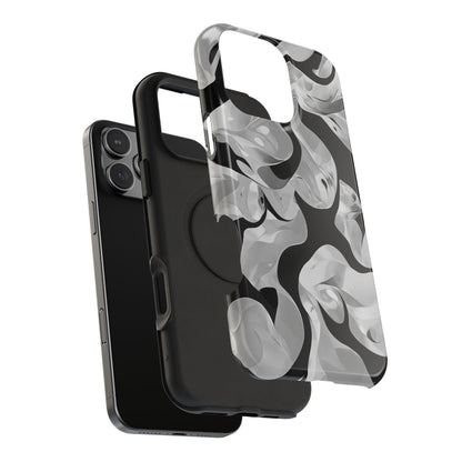 Abstract Monochrome Swirl Phone Case – MagSafe Compatible for iPhone & Samsung Galaxy