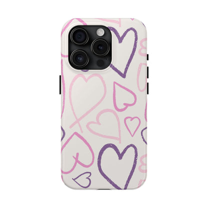 Cute Aesthetic Pink Heart Sketch for iPhone 11-16 All Sizes