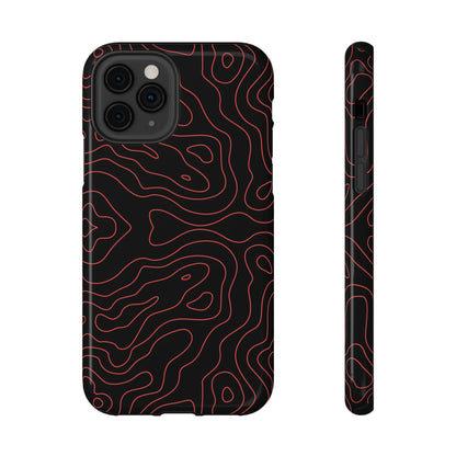 Topographic Lines Black & Red Phone Case – MagSafe Compatible for iPhone & Samsung Galaxy