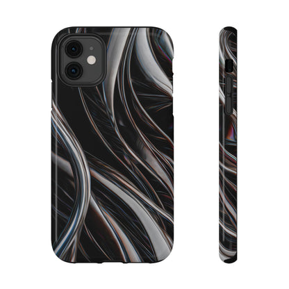 Black Metallic Streaks Phone Case – MagSafe Compatible for iPhone & Samsung Galaxy