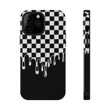 Dripping Checkerboard Phone Case – MagSafe Compatible for iPhone & Samsung Galaxy