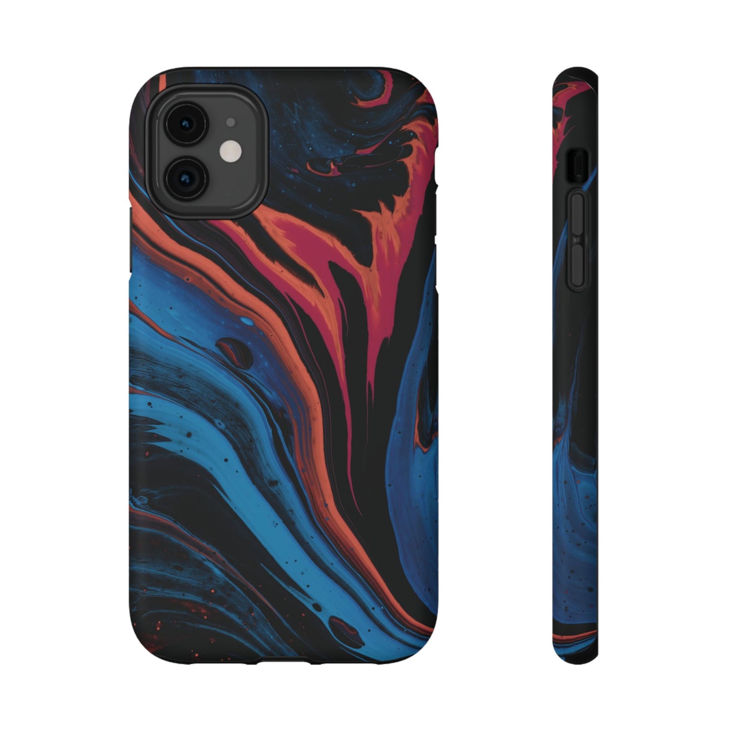 Crimson & Cobalt Fusion Marble Phone Case – MagSafe Compatible for iPhone & Samsung Galaxy