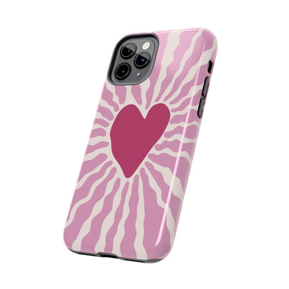 Cute Pink Heart Graphic Phone Case - iPhone 11-15 All Sizes