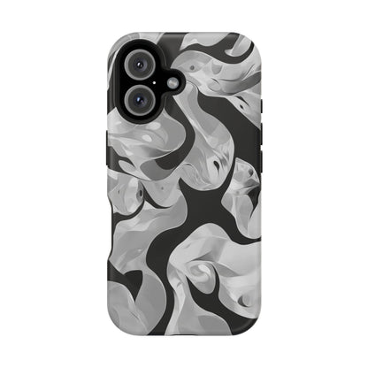 Abstract Monochrome Swirl Phone Case – MagSafe Compatible for iPhone & Samsung Galaxy
