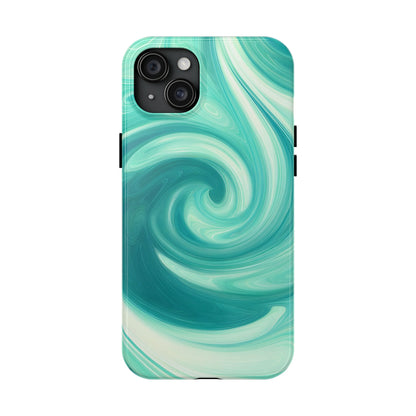 Turquoise Abstract Swirls Tough iPhone Case - iPhone 15-11 All Sizes