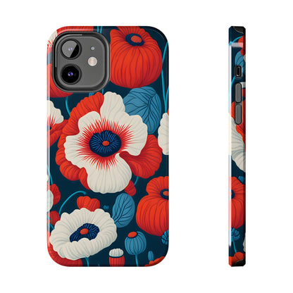 Cute Red And Blue Flower iPhone Case for iPhone 11-15 All Sizes