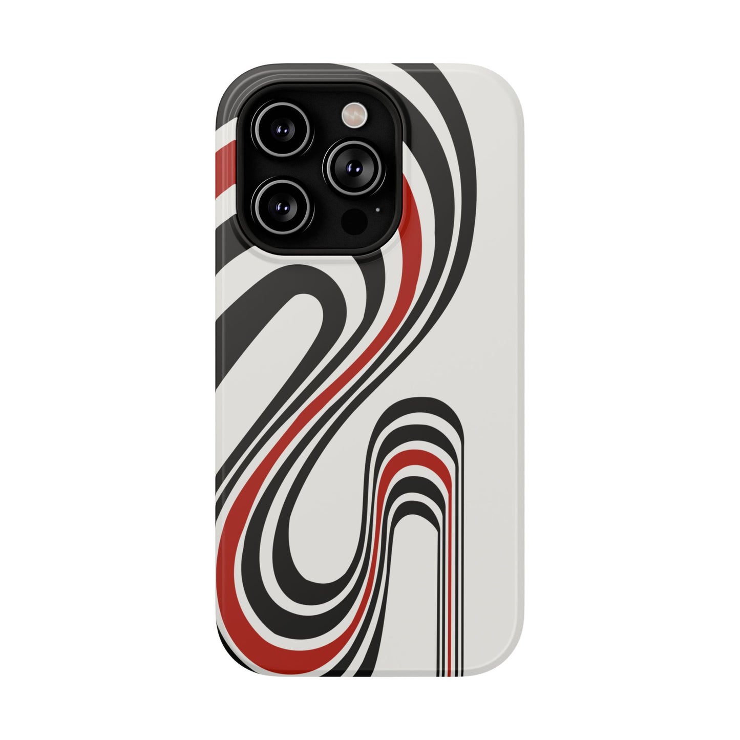 Retro Black & Red Wave Phone Case – MagSafe Compatible for iPhone & Samsung Galaxy