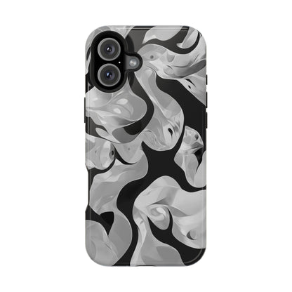 Abstract Monochrome Swirl Phone Case – MagSafe Compatible for iPhone & Samsung Galaxy