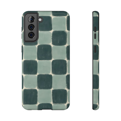 Green Checkerboard Retro Phone Case – MagSafe Compatible for iPhone & Samsung Galaxy