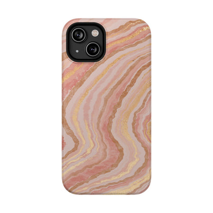 Rose Gold Marble Wave Phone Case – MagSafe Compatible for iPhone & Samsung Galaxy