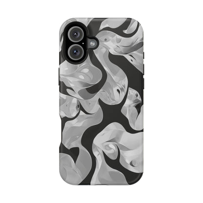 Abstract Monochrome Swirl Phone Case – MagSafe Compatible for iPhone & Samsung Galaxy