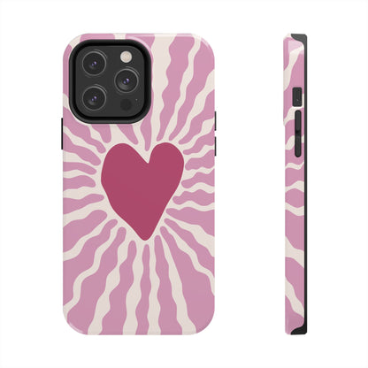 Cute Pink Heart Graphic Phone Case - iPhone 11-15 All Sizes