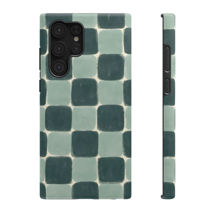 Green Checkerboard Retro Phone Case – MagSafe Compatible for iPhone & Samsung Galaxy