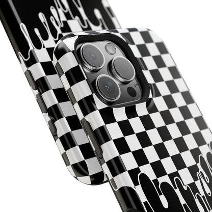 Dripping Checkerboard Phone Case – MagSafe Compatible for iPhone & Samsung Galaxy
