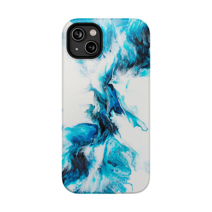 Electric Blue Splash Marble Phone Case – MagSafe Compatible for iPhone & Samsung Galaxy