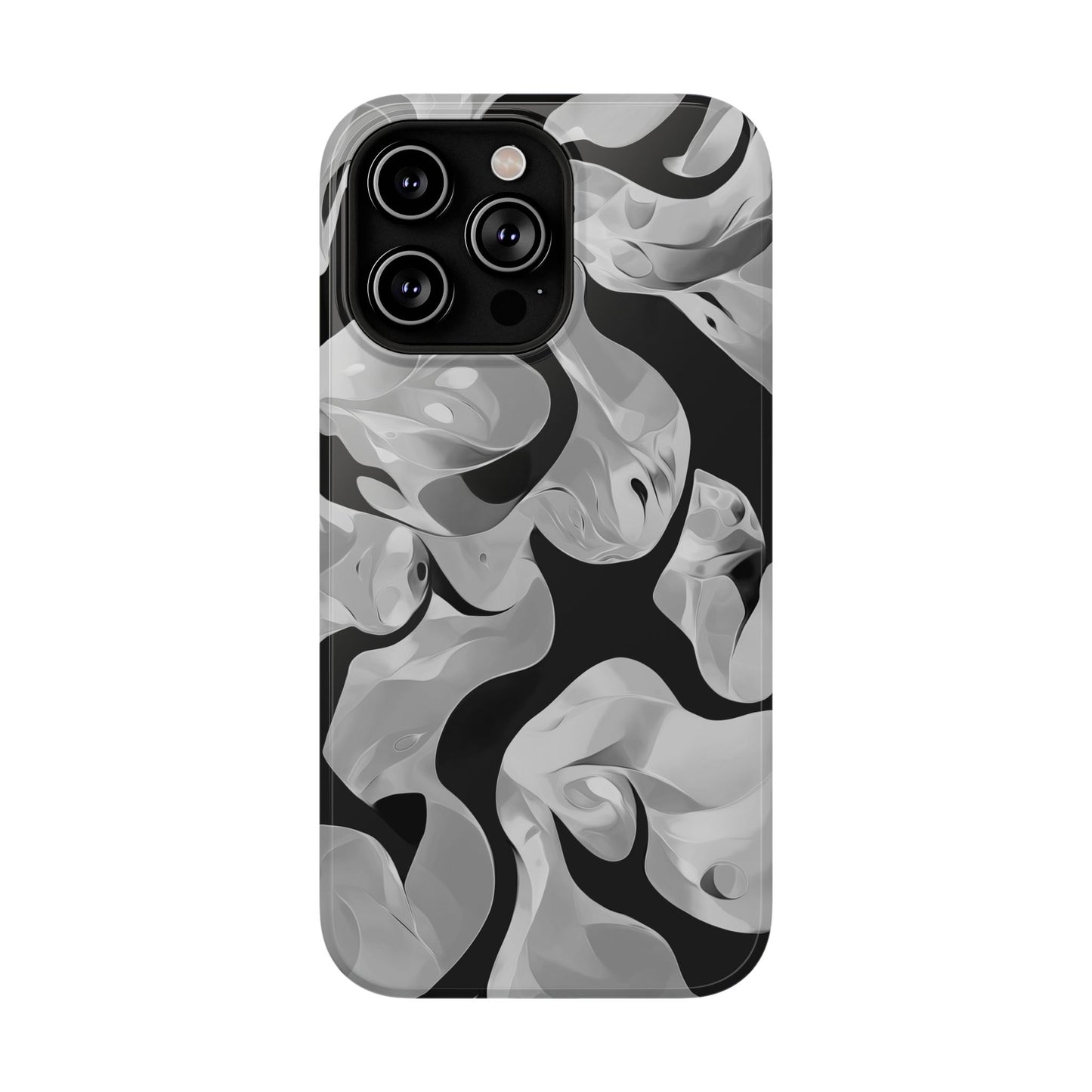 Abstract Monochrome Swirl Phone Case – MagSafe Compatible for iPhone & Samsung Galaxy