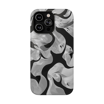 Abstract Monochrome Swirl Phone Case – MagSafe Compatible for iPhone & Samsung Galaxy