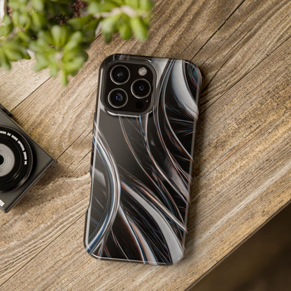 Black Metallic Streaks Phone Case – MagSafe Compatible for iPhone & Samsung Galaxy