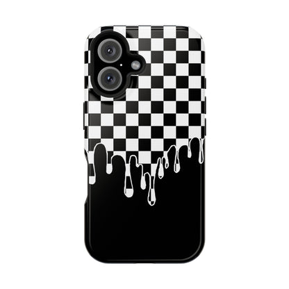 Dripping Checkerboard Phone Case – MagSafe Compatible for iPhone & Samsung Galaxy