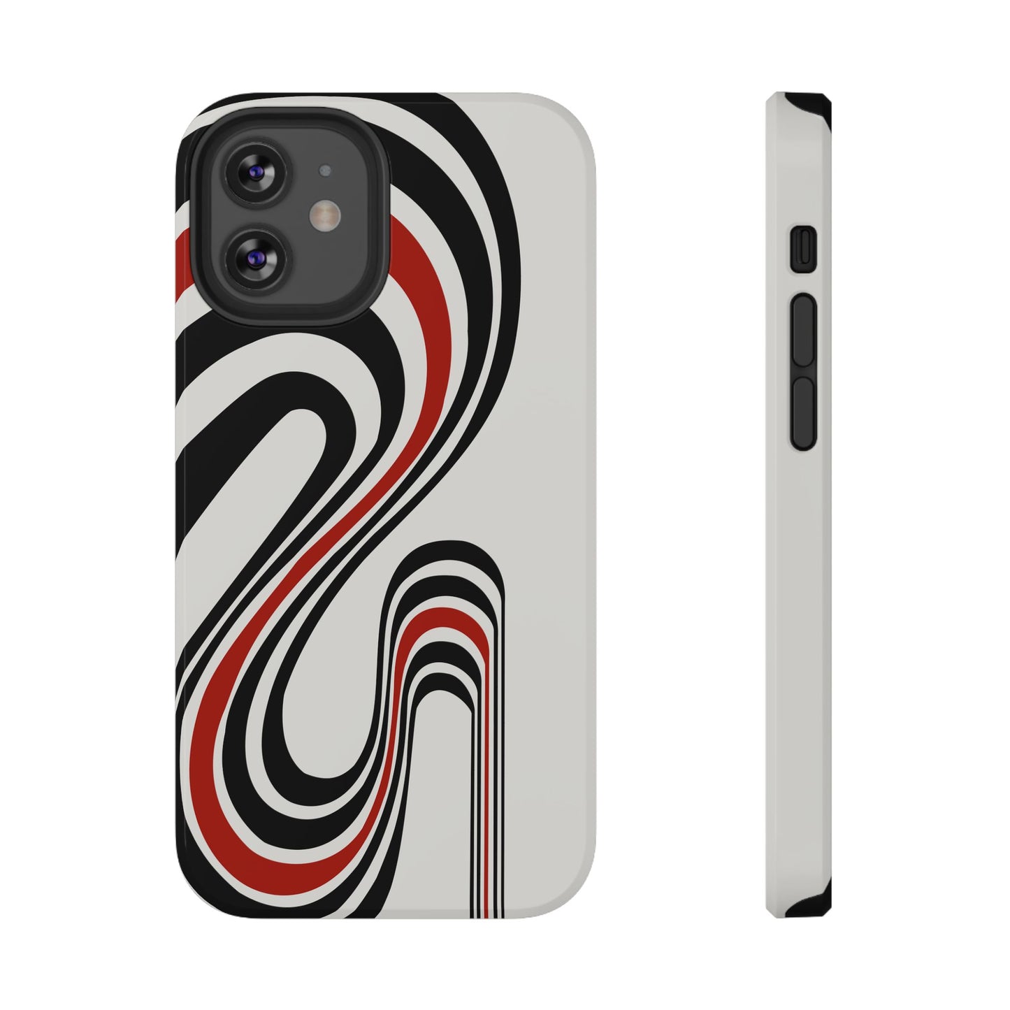 Retro Black & Red Wave Phone Case – MagSafe Compatible for iPhone & Samsung Galaxy