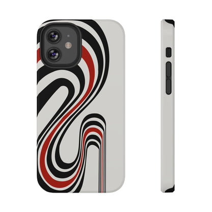 Retro Black & Red Wave Phone Case – MagSafe Compatible for iPhone & Samsung Galaxy