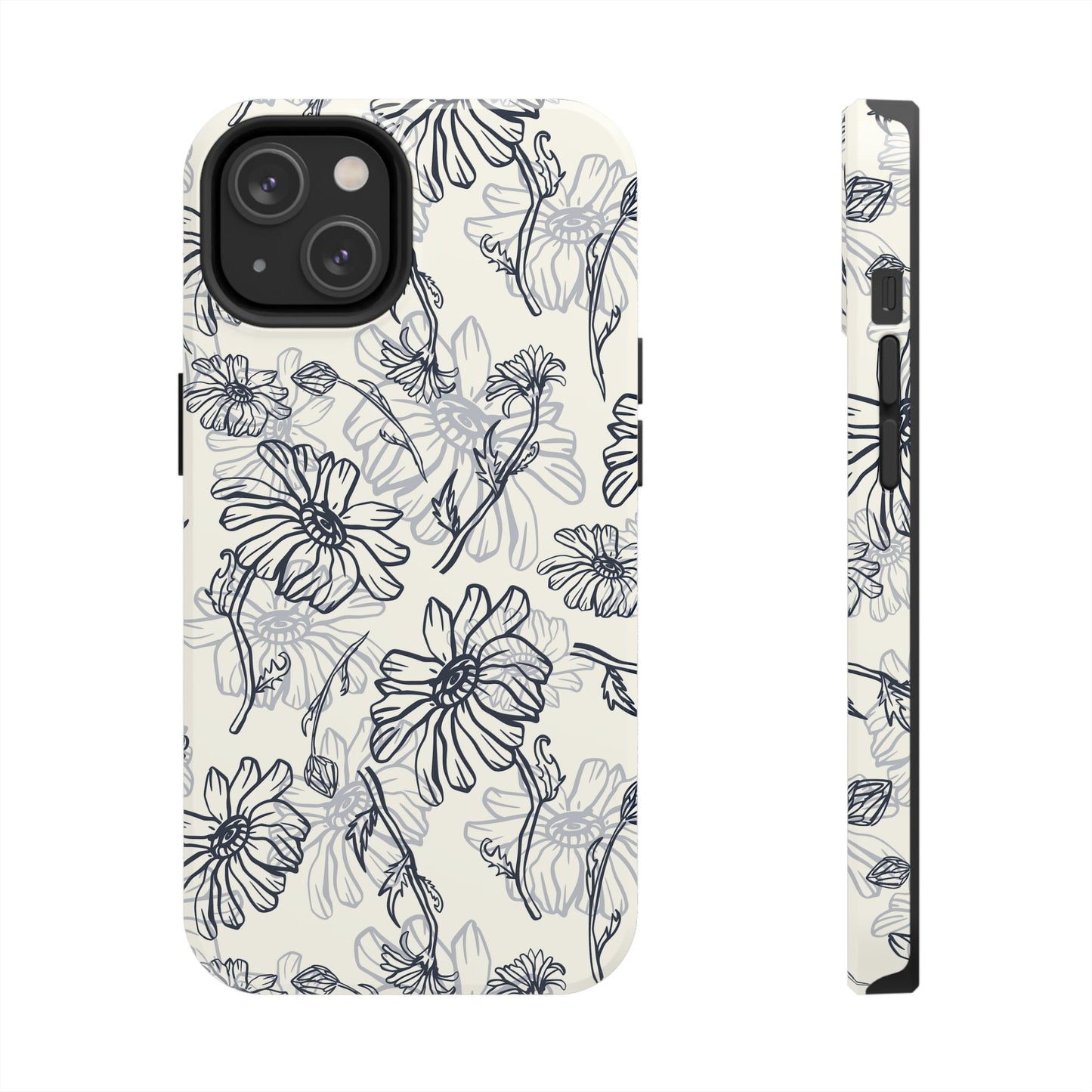 Artsy Flower Drawing Sketch iPhone 11-15 Case - Minimal Phone Case