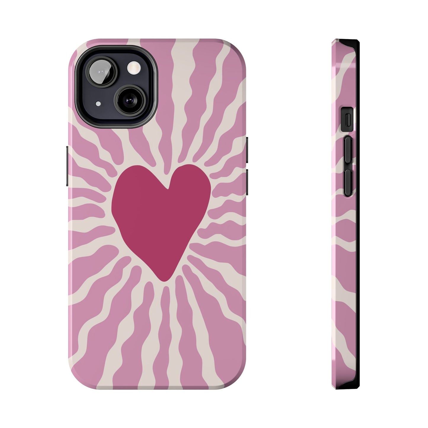 Cute Pink Heart Graphic Phone Case - iPhone 11-15 All Sizes