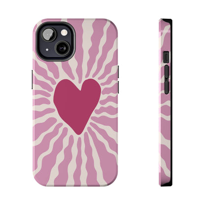 Cute Pink Heart Graphic Phone Case - iPhone 11-15 All Sizes