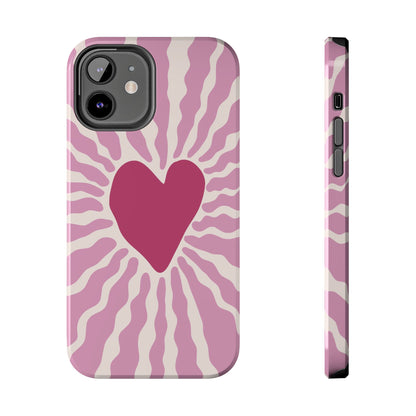 Cute Pink Heart Graphic Phone Case - iPhone 11-15 All Sizes