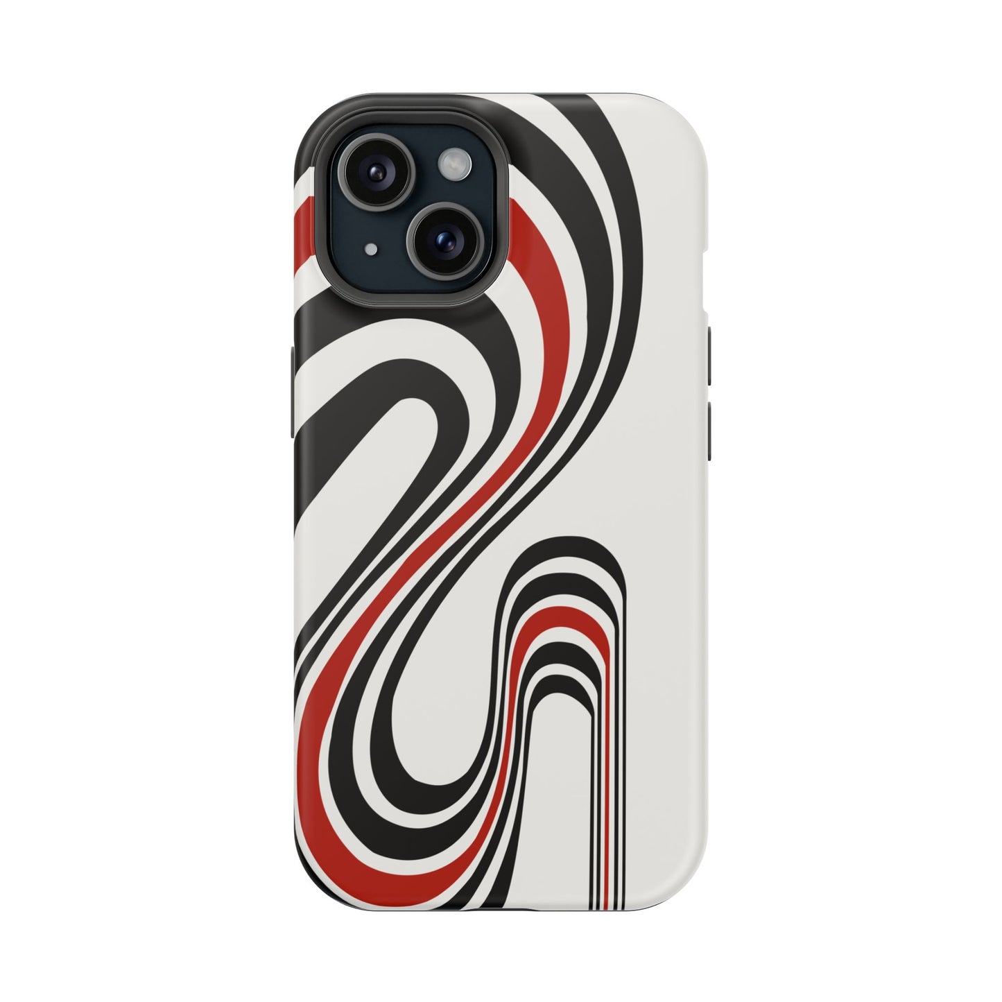 Retro Black & Red Wave Phone Case – MagSafe Compatible for iPhone & Samsung Galaxy