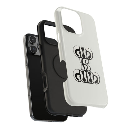 Black & White Bold "God Is Good" Phone Case – MagSafe Compatible for iPhone & Samsung Galaxy