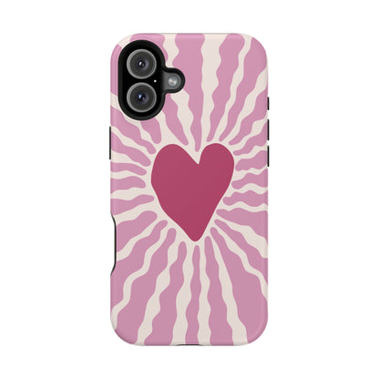 Retro Radiant Heart Phone Case – MagSafe Compatible for iPhone & Samsung Galaxy