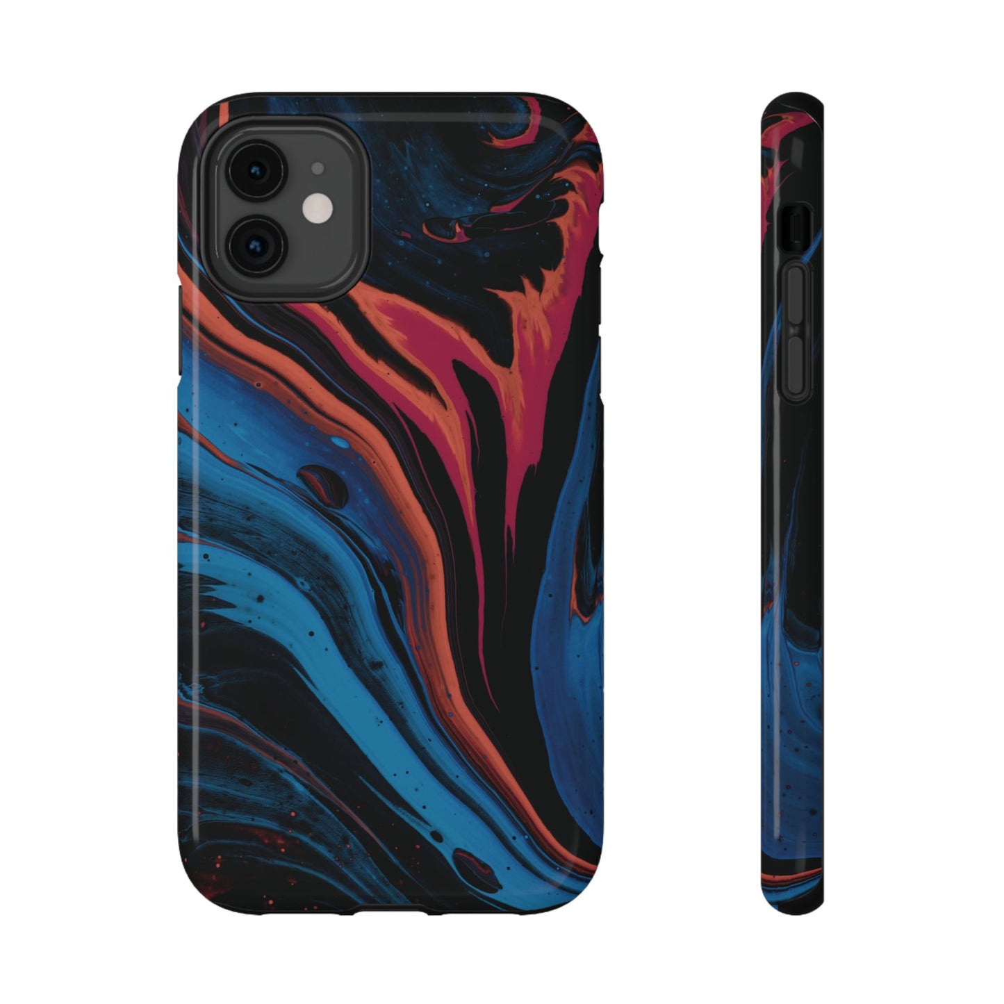 Crimson & Cobalt Fusion Marble Phone Case – MagSafe Compatible for iPhone & Samsung Galaxy