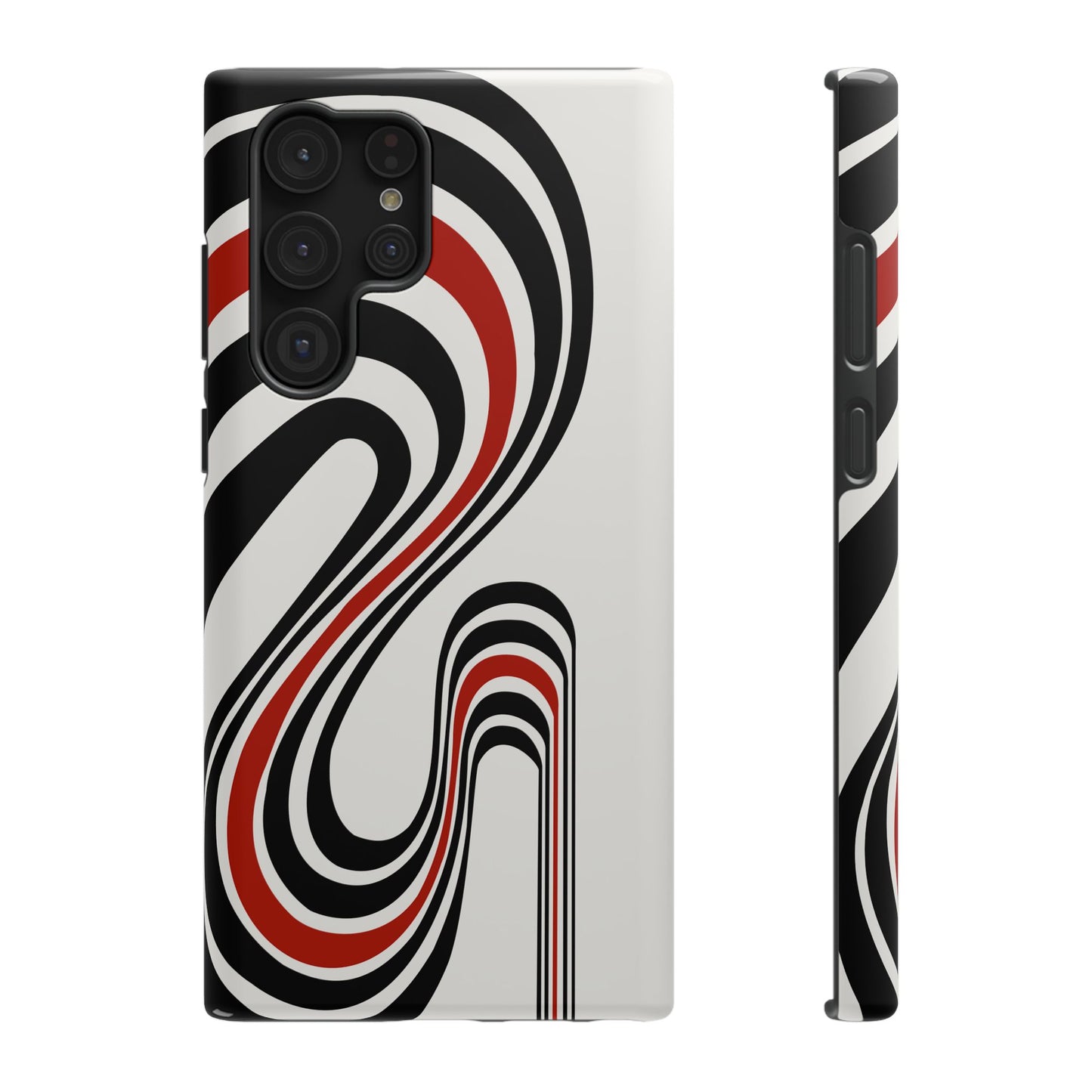 Retro Black & Red Wave Phone Case – MagSafe Compatible for iPhone & Samsung Galaxy