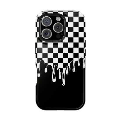 Dripping Checkerboard Phone Case – MagSafe Compatible for iPhone & Samsung Galaxy