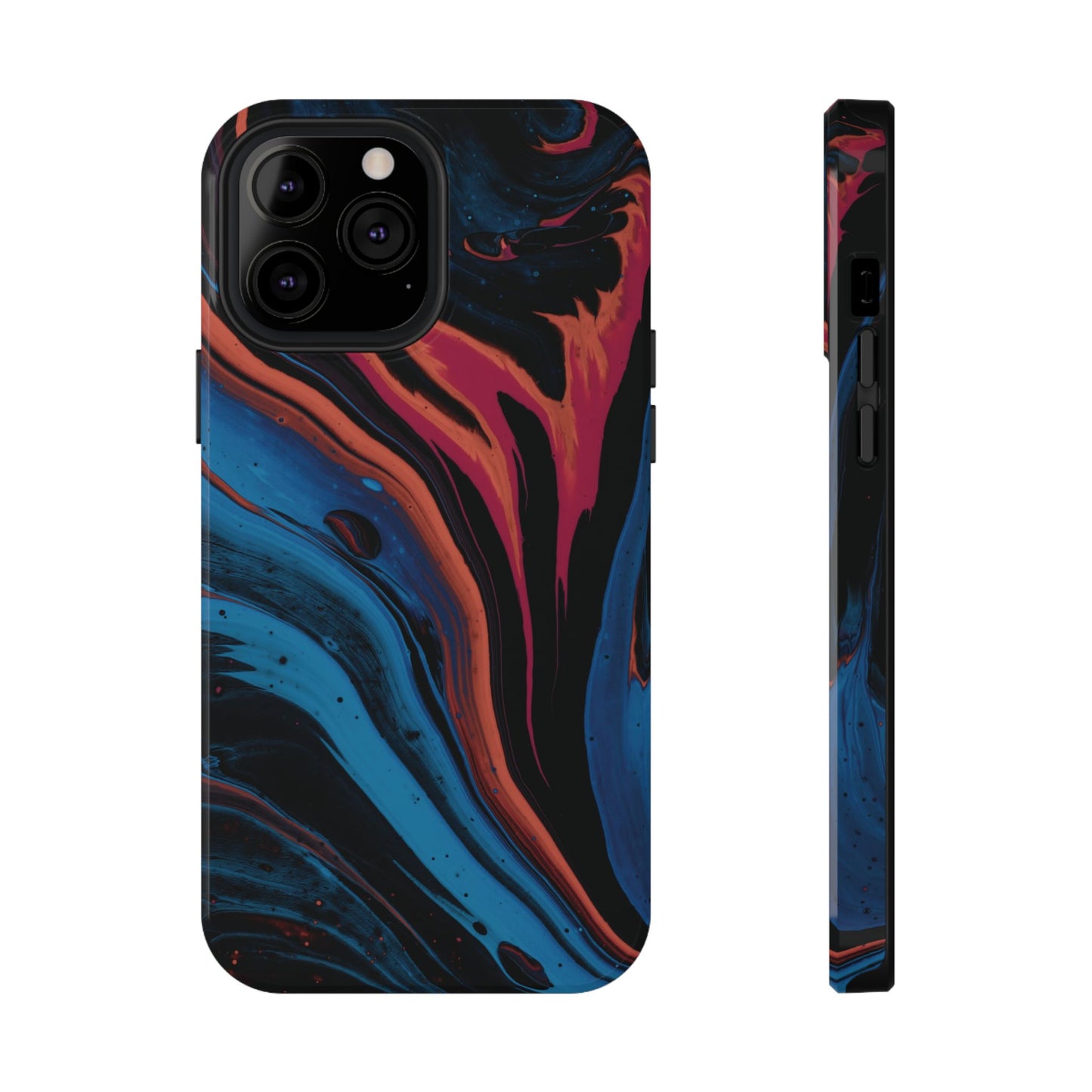 Crimson & Cobalt Fusion Marble Phone Case – MagSafe Compatible for iPhone & Samsung Galaxy