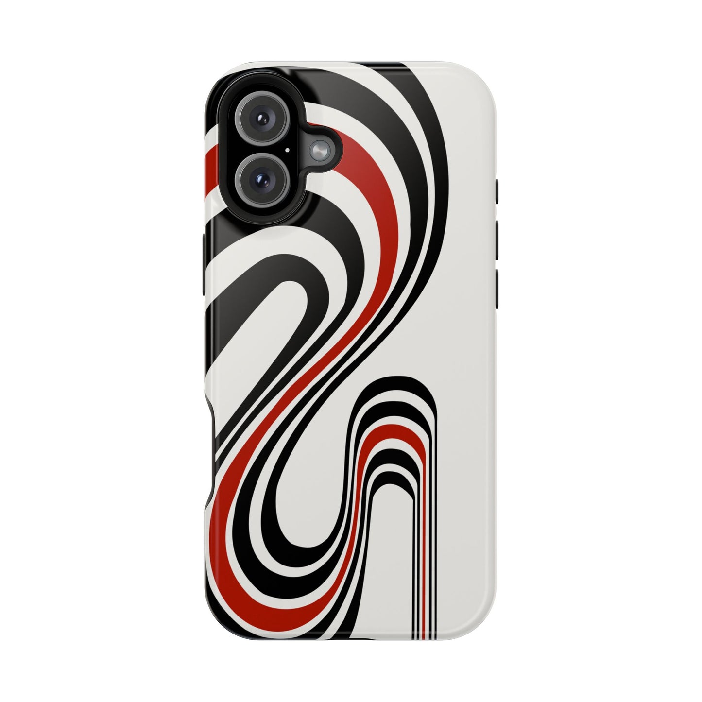Retro Black & Red Wave Phone Case – MagSafe Compatible for iPhone & Samsung Galaxy