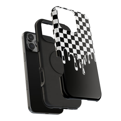 Dripping Checkerboard Phone Case – MagSafe Compatible for iPhone & Samsung Galaxy